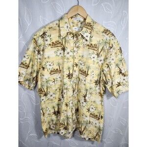 Pierre Cardin Shirt Mens XL Hawaiian Tropical Beach Resort Casual Button Floral